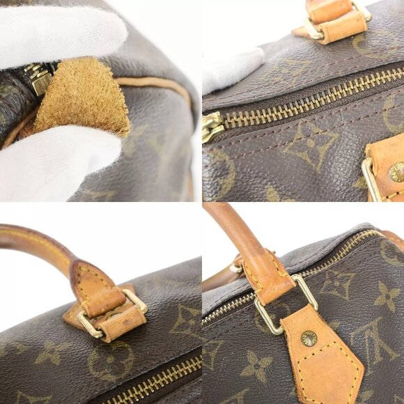 LOUIS VUITTON Speedy 25 Travel Hand Bag Monogram Leather Brown - Picture 10 of 16
